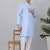 Men sky blue linen solid kurta with pyjamas