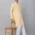 Men yellow linen solid kurta with pyjamas
