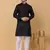 Men black stripes pure cotton kurta with pyjamas