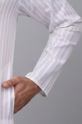Men white stripes pure cotton kurta with pyjamas