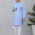 Men blue cotton striped kurta with pyjamas
