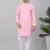 Men pink cotton striped kurta with pyjamas