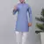 Men blue cotton woven kurta with pyjamas