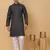 Men black cotton floral printed kurta with pyjamas