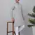 Men grey cotton floral printed kurta with pyjamas