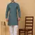 Men green cotton ethnic printed kurta with pyjamas