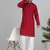 Men cotton embroidered sequined maroon kurta with elastic waistband pyjama