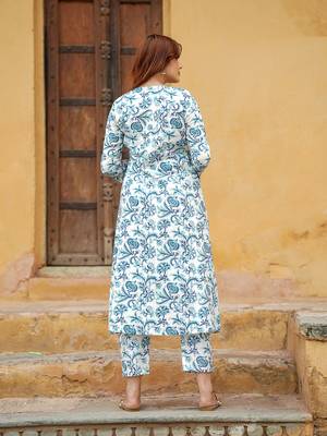 women blue a-line kurta pant set 3