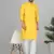 Men cotton embroidered sequined yellow kurta with elastic waistband pyjama