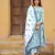 women blue angrakha kurta pant dupatta set