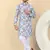 Men cotton blue abstract printed kurta with elastic waistband pyjama