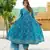 women blue angrakha kurta pant dupatta set