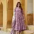 women mauve floral anarkali kurta pant dupatta set