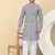 Men cotton blue and white geometric printed kurta with elastic waistband pyjama