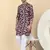 Men cotton maroon and black geometric printed kurta with elastic waistband pyjama
