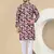 Men cotton purple and beige geometric printed kurta with elastic waistband pyjama