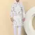Men linen white floral printed kurta with elastic waistband pyjama