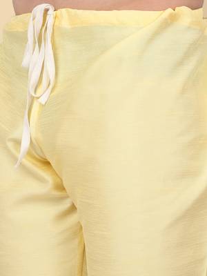 Men silk blend lime yellow kurta and churidar 5