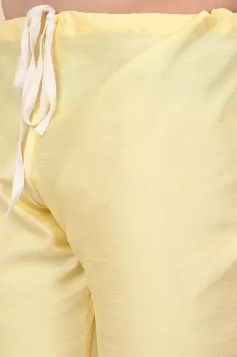 Men silk blend lime yellow kurta and churidar