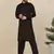 Black Cotton Plain Pathani Suit 