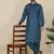 Men cotton blue pathani kurta with salwar