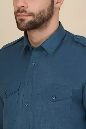 Men cotton blue pathani kurta with salwar