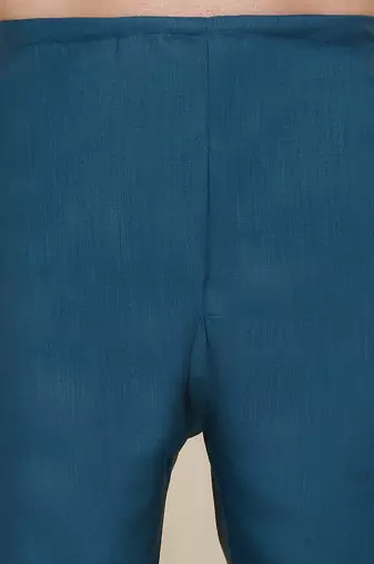 Men cotton blue pathani kurta with salwar