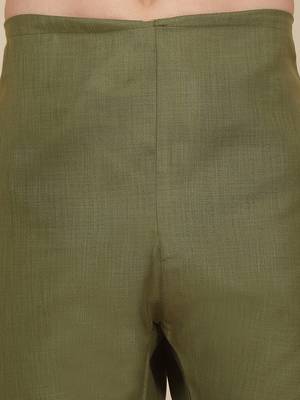 Olive Green Eid Pathani Salwar Kurta for Men 5