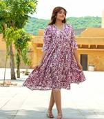 women mauve a-line angrakha dress