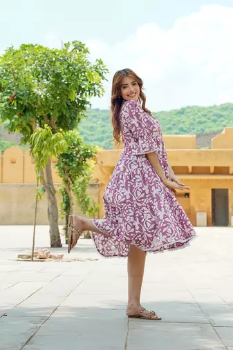 women mauve a-line angrakha dress