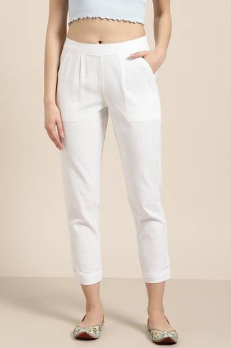 Jaitpuriya women white cotton pant