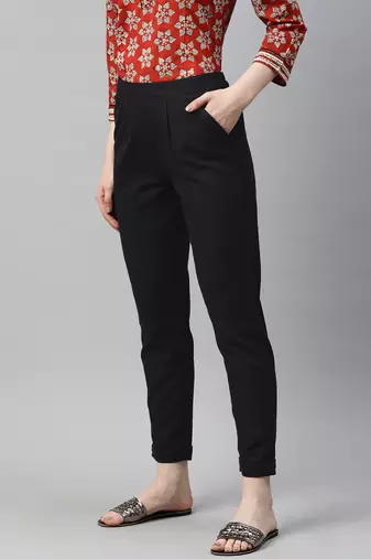 women black cotton pant