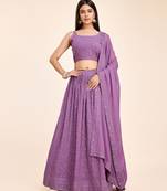 Lehenga With Choli And Dupatta In Lavender Faux Georgette Embroidered Sequins Party Wear