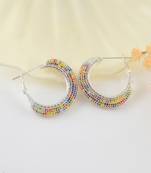 Brass silver colourful cz hoop earrings for women girls