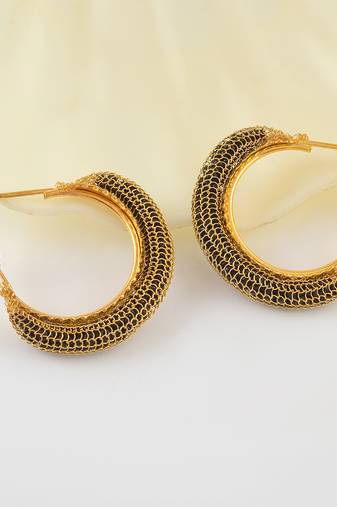 Brass gold black cz hoop earrings for women girls
