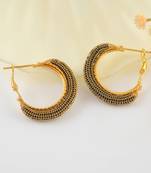 Brass gold black cz hoop earrings for women girls