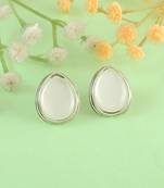 Brass silver faux pearl stud earrings for women girls