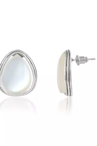 Brass silver faux pearl stud earrings for women girls