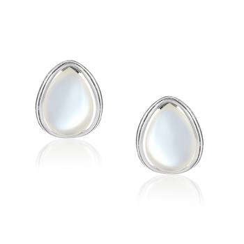 Brass silver faux pearl stud earrings for women girls 4
