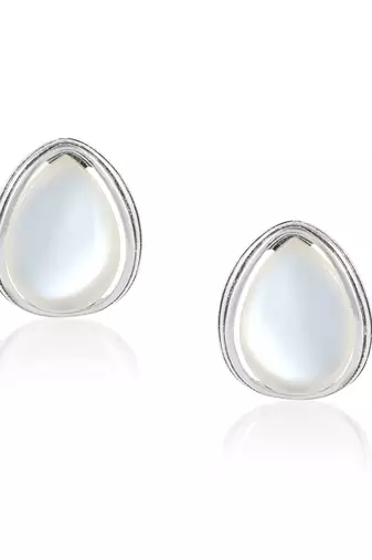 Brass silver faux pearl stud earrings for women girls