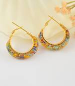 Brass gold multi colour hoop earrings for women girls