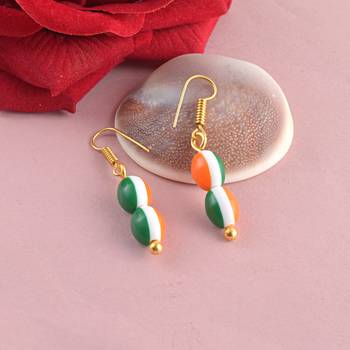 Acrylic bead tri colour patriotic tiranga ear rings 1