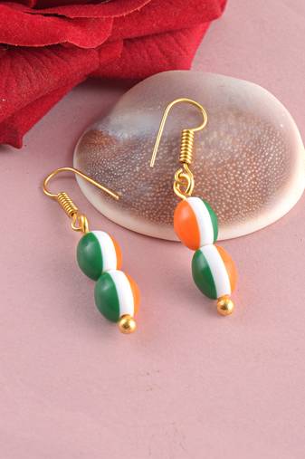 Acrylic bead tri colour patriotic tiranga ear rings