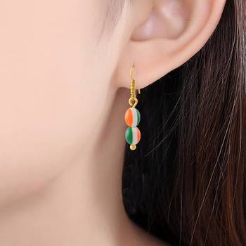 Acrylic bead tri colour patriotic tiranga ear rings 2