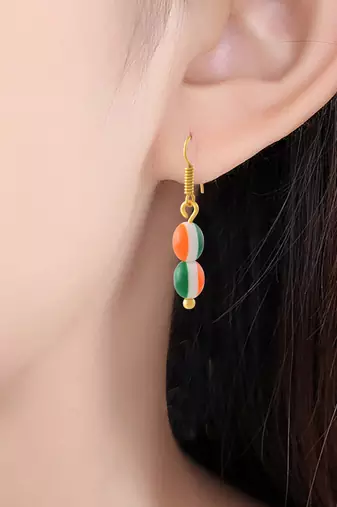 Acrylic bead tri colour patriotic tiranga ear rings