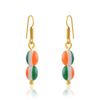 Acrylic bead tri colour patriotic tiranga ear rings 3