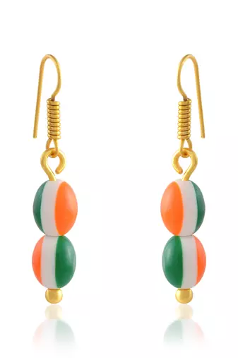 Acrylic bead tri colour patriotic tiranga ear rings
