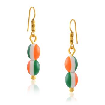 Acrylic bead tri colour patriotic tiranga ear rings 4
