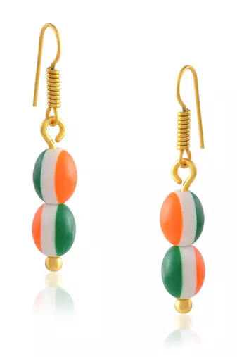 Acrylic bead tri colour patriotic tiranga ear rings