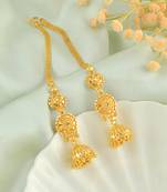 Brass micron gold ear wire kan chain jhumki for women ethnic